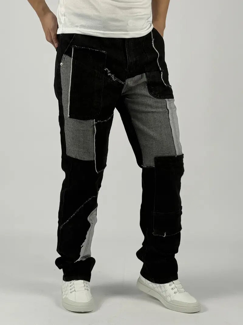 Men’s Straight-Leg Patchwork Pants