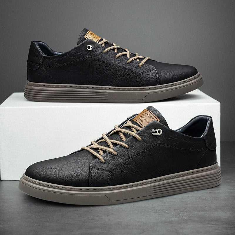 Men's Faux Leather Low-Top Sneakers