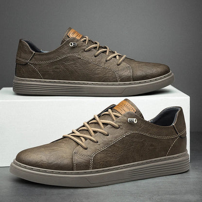 Men's Faux Leather Low-Top Sneakers