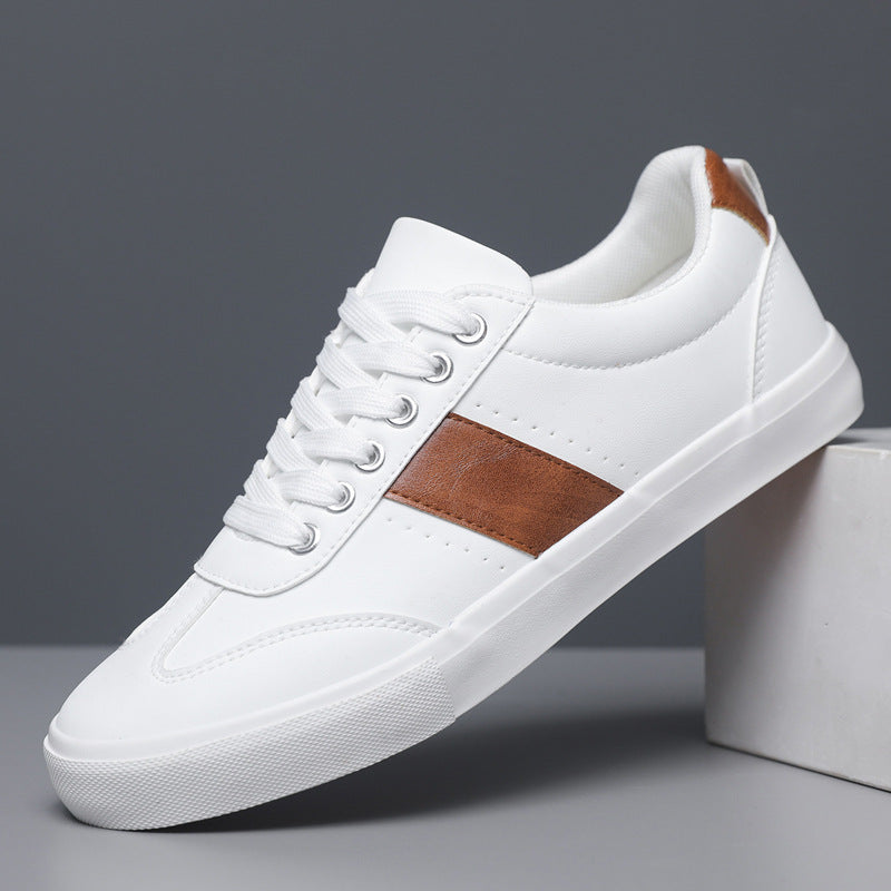 Andrew | Men's High-Top Sneakers Leather Lace-Up Padded Collar Ankle Support Cushioned Casual Everyday Streetwear Versatile