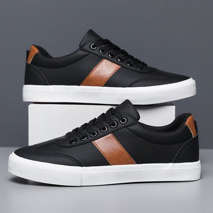 Andrew | Men's High-Top Sneakers Leather Lace-Up Padded Collar Ankle Support Cushioned Casual Everyday Streetwear Versatile