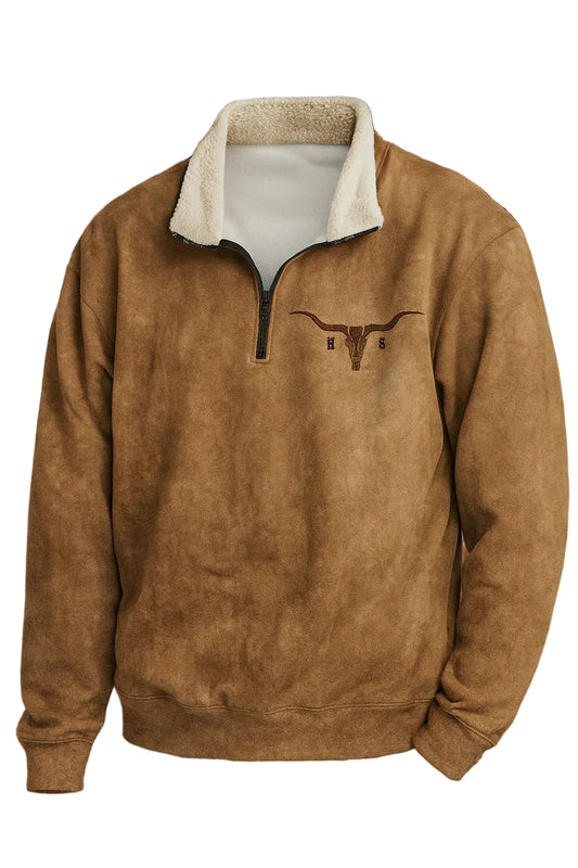 Men’s Half-Zip Fleece-Lined Western Sweatshirt
