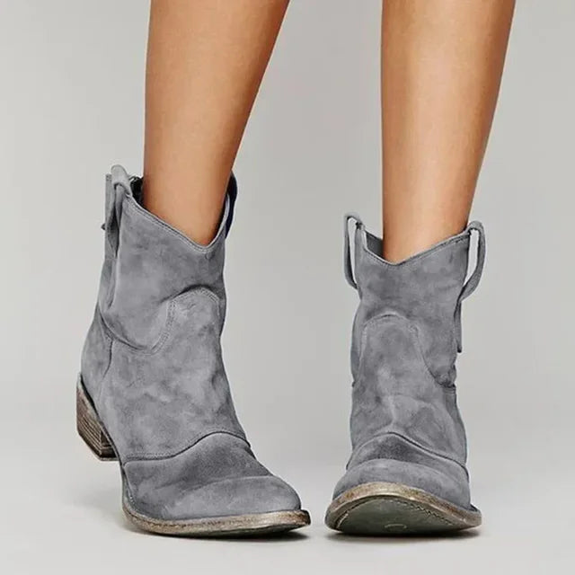 Isabel | Women's Western Ankle Boots Vintage Pointed Toe Block Heel Stitched Casual Everyday Autumn Cowboy Trendy Statement