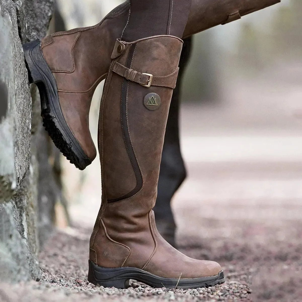 Women's Waterproof Leather Winter Riding Boots
