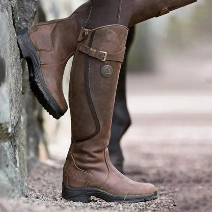 Women's Waterproof Leather Winter Riding Boots