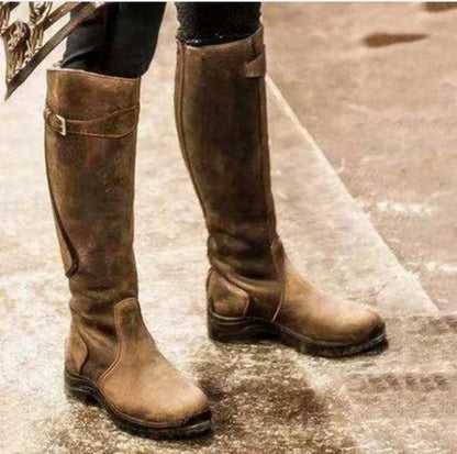 Women's Waterproof Leather Winter Riding Boots