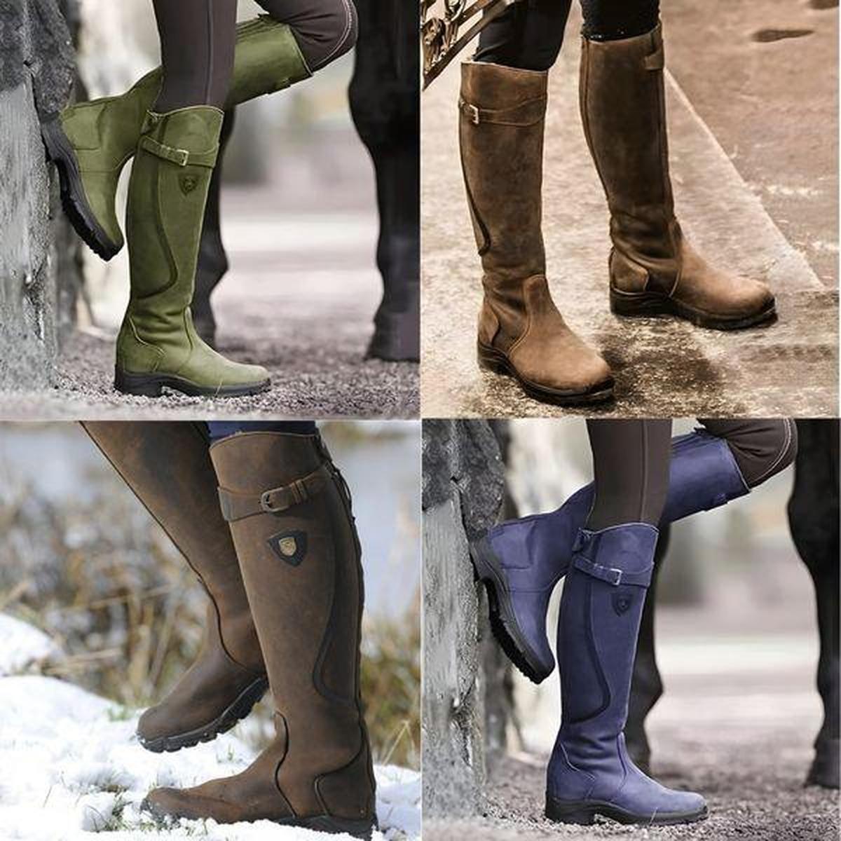 Women's Waterproof Leather Winter Riding Boots