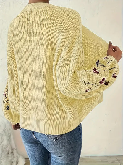 Women's Embroidered V-Neck Cardigan