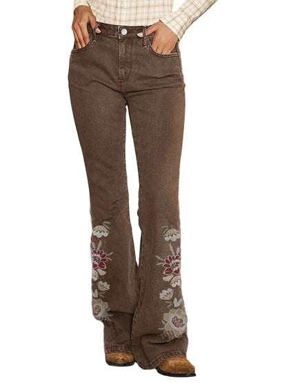 Women's Flared Pants with Floral Pattern