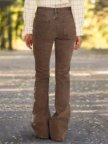 Women's Flared Pants with Floral Pattern