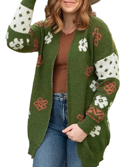 Women's Open Front Patterned Cardigan