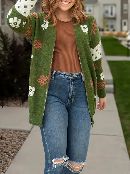 Women's Open Front Patterned Cardigan
