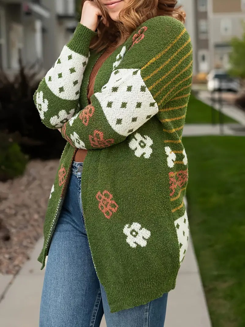 Women's Open Front Patterned Cardigan