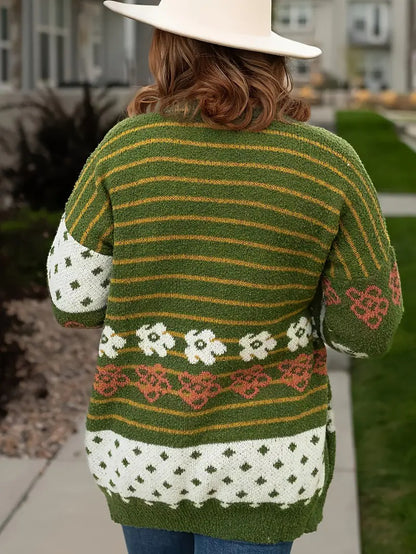 Women's Open Front Patterned Cardigan