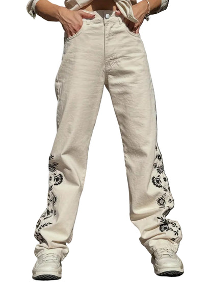 Women's Pants with Floral Pattern