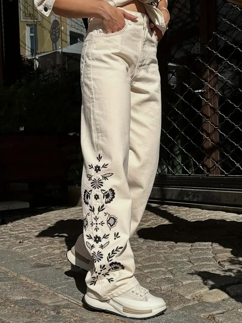 Women's Pants with Floral Pattern