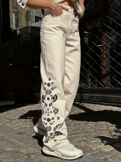 Women's Pants with Floral Pattern