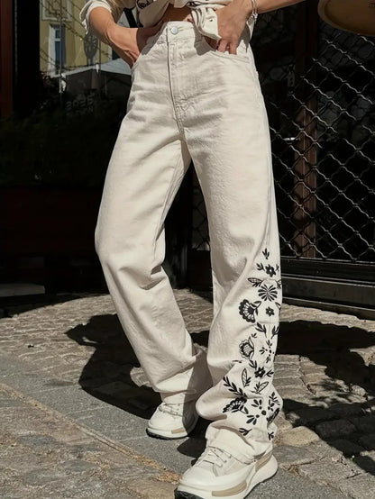 Women's Pants with Floral Pattern