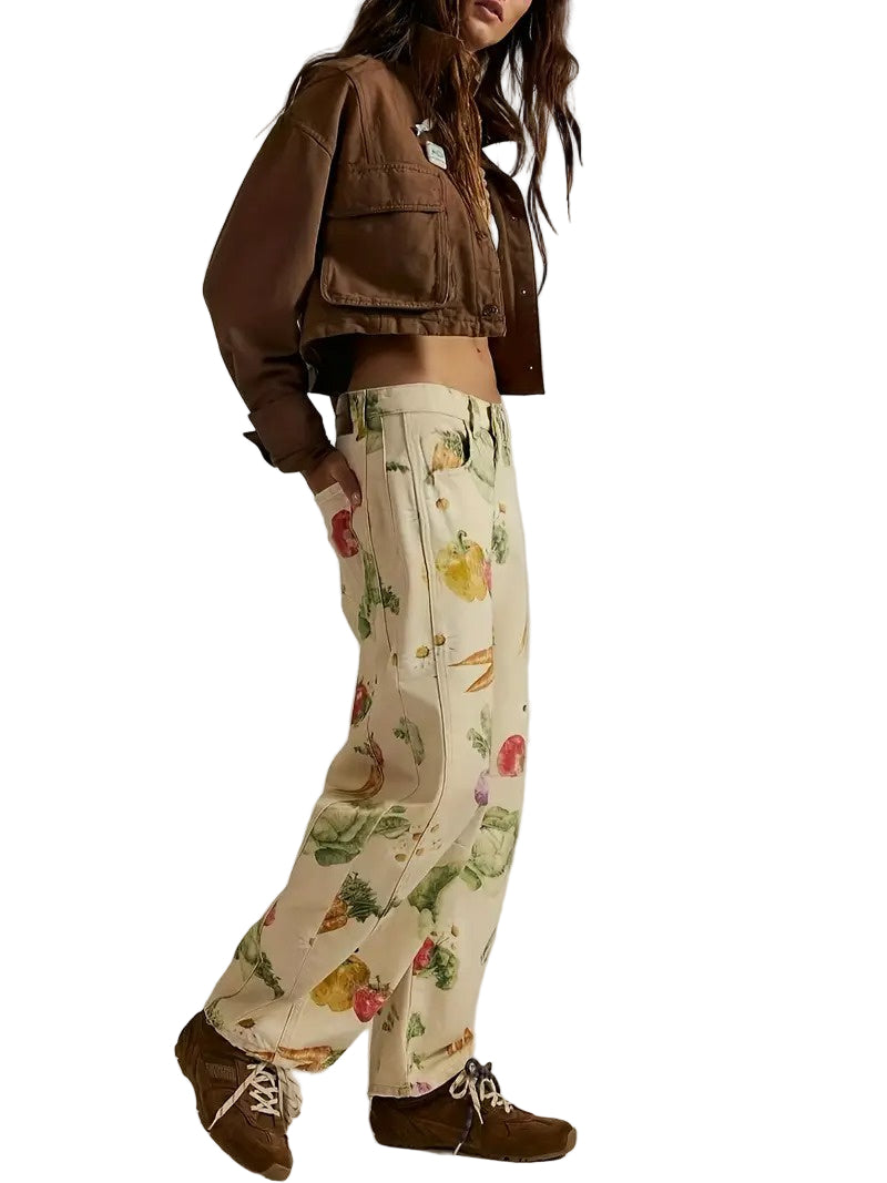 Women's Pants with Vegetable Print