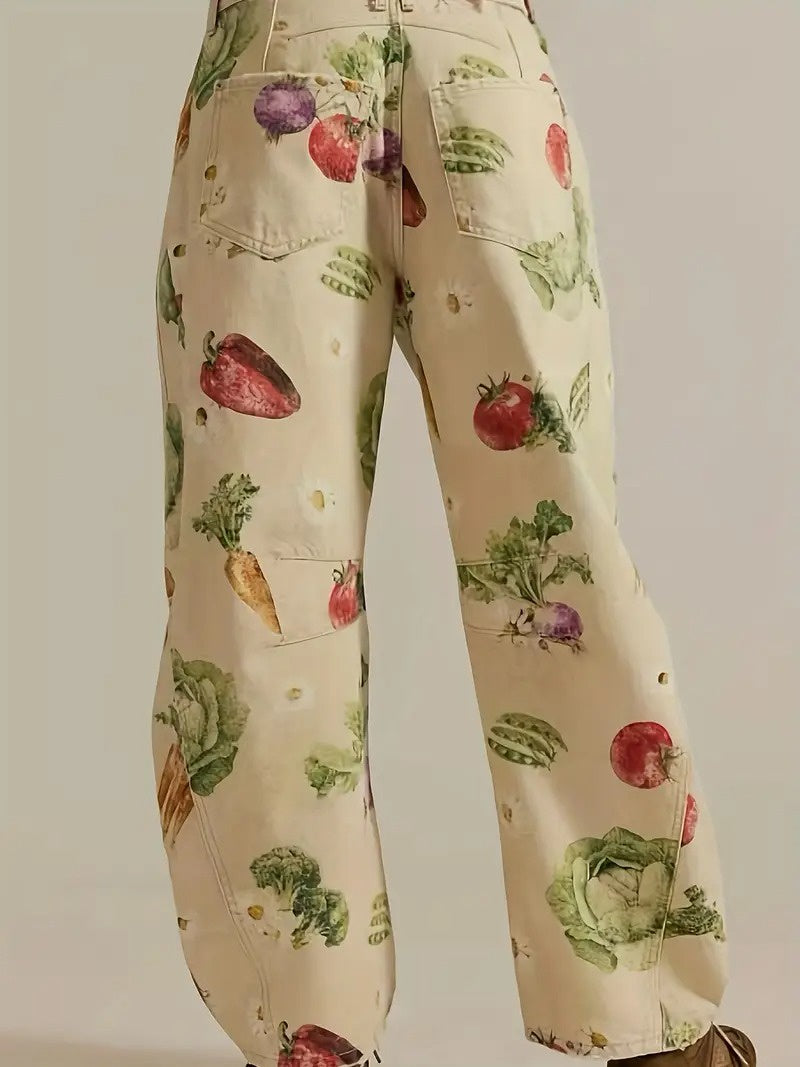 Women's Pants with Vegetable Print