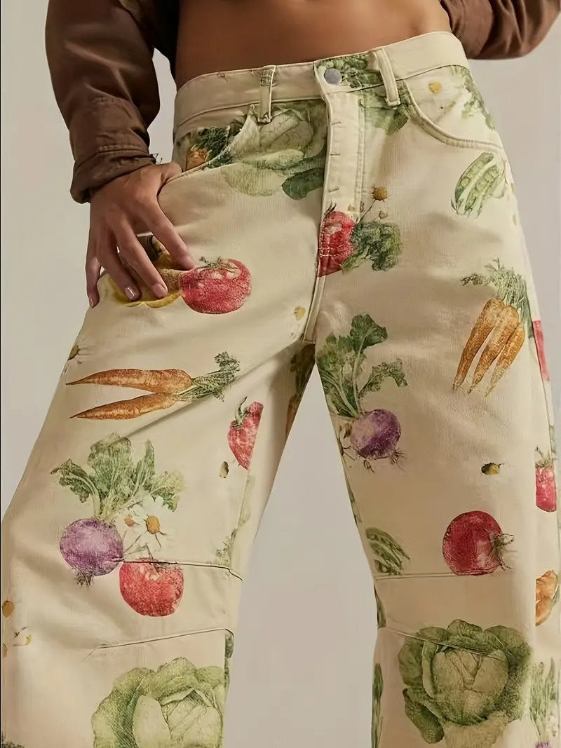 Women's Pants with Vegetable Print