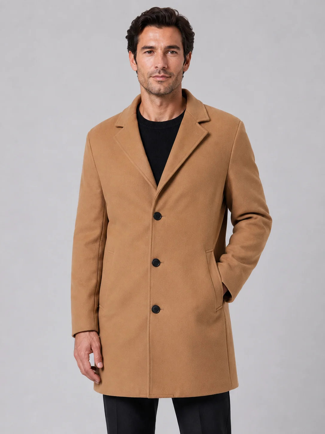 Bryan | Men's Overcoat Single-Breasted Tailored Smart Casual Structured Longline Warm Refined Business Everyday Autumn Winter