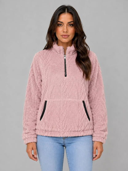 Lilith | Women's Pullover Plush Half-Zip High Neck Fleece Soft Cosy Warm Relaxed Layering Chic Casual Everyday Autumn Winter