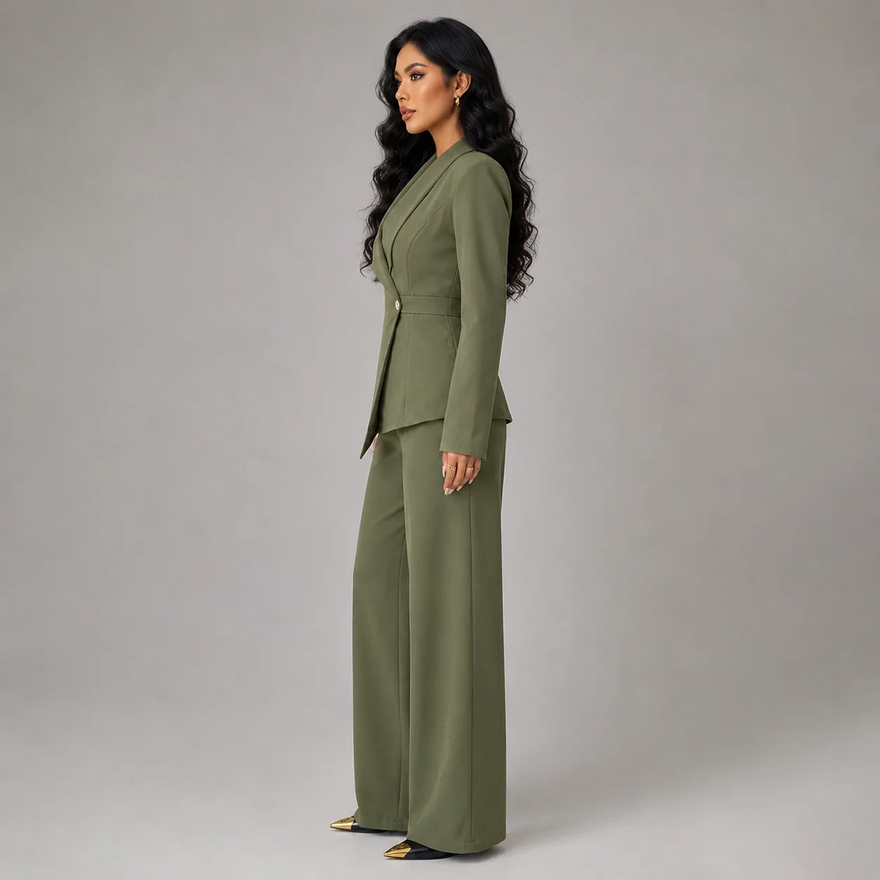 Teagan | Women's Co-ord Set Blazer Wide-Leg Trousers Two-Piece Tailored Structured Smart Occasion Office Coordinated Autumn Winter