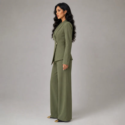 Teagan | Women's Co-ord Set Blazer Wide-Leg Trousers Two-Piece Tailored Structured Smart Occasion Office Coordinated Autumn Winter