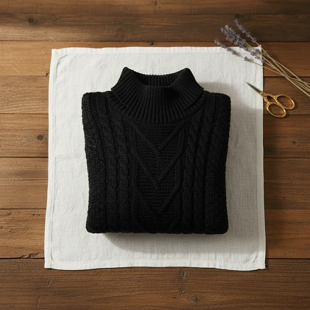 Lana | Women's Sweater Cotton Cable-Knit Chunky Textured Round Neck Soft Cosy Warm Layering Chic Casual Everyday Autumn Winter