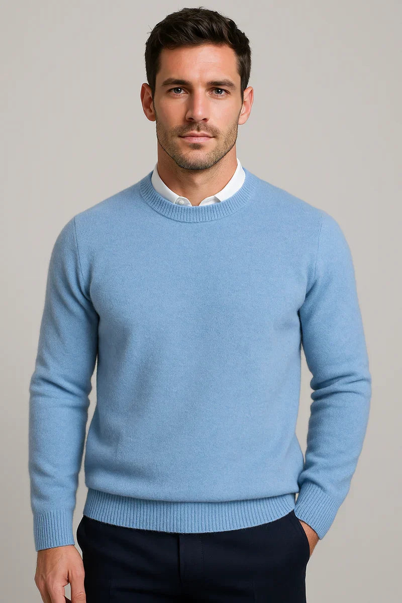 Leander | Men's Crew Neck Sweater Classic Soft Breathable Knit Warm Timeless Smart Casual Everyday Layering Autumn Winter Knitwear