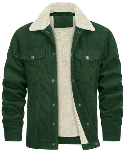 Nasir | Men's Jacket Corduroy Sherpa Collar Lined Warm Insulated Structured Casual Everyday Layering Autumn Winter Outerwear Cosy