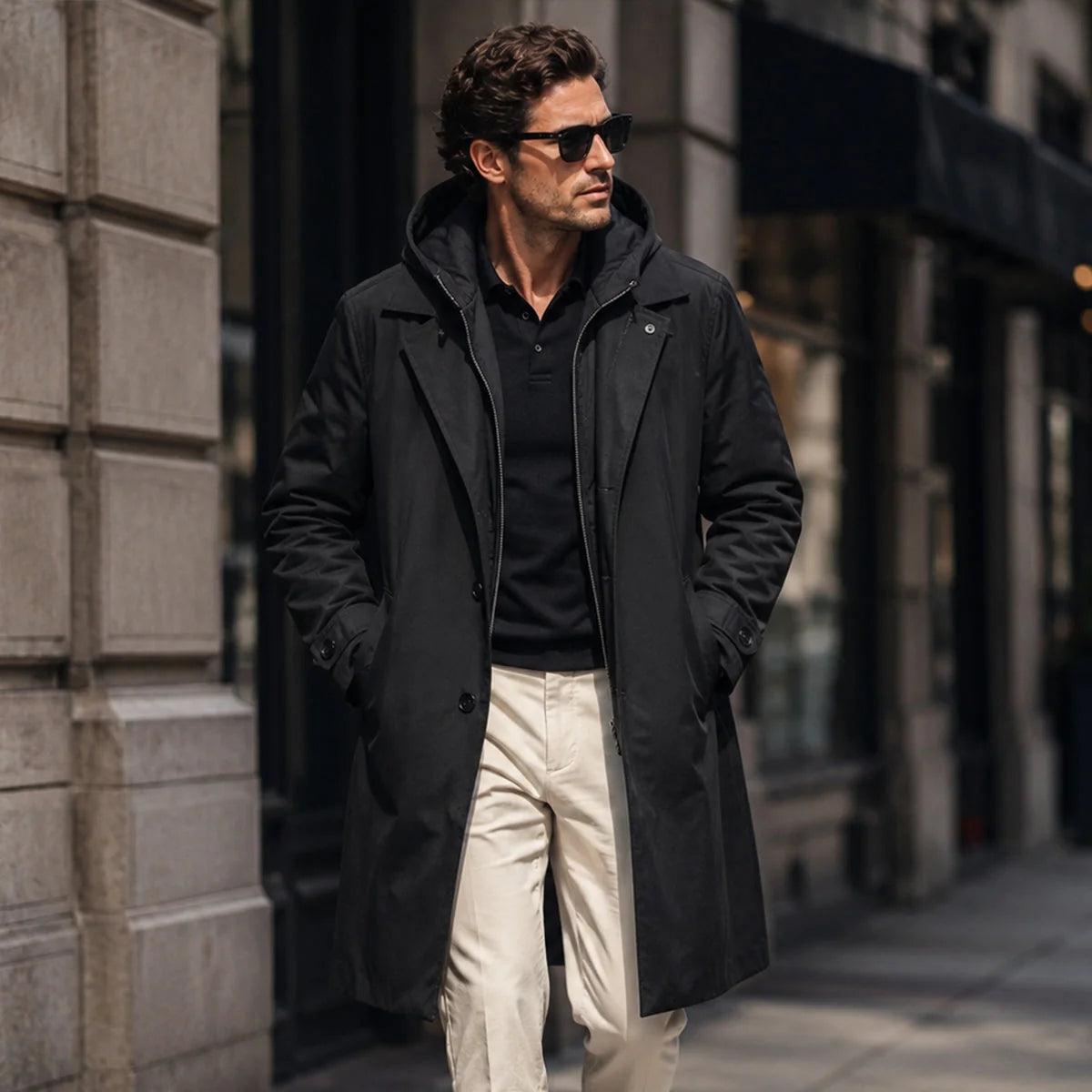 Bryce | Men's Rain Coat Waterproof Hooded Longline Windproof Warm Functional Casual Everyday Outdoor Autumn Winter Outerwear