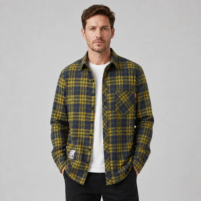 Leonel | Men's Overshirt Check Flannel Button-Front Cotton Warm Casual Everyday Layering Autumn Winter Versatile Rugged Shirt