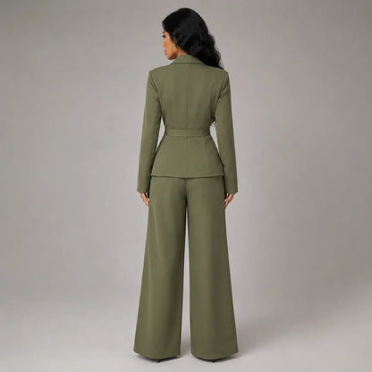 Teagan | Women's Co-ord Set Blazer Wide-Leg Trousers Two-Piece Tailored Structured Smart Occasion Office Coordinated Autumn Winter