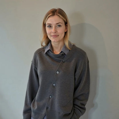 Winter | Women's Jumper Cosy Playful Button Detail Soft Knit Relaxed Warm Layering Chic Feminine Casual Everyday Autumn Winter
