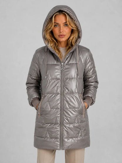 Liliana | Women's Puffer Coat Longline Hooded Quilted Padded Insulated Warm Water-Resistant Casual Everyday Winter Outerwear Cosy