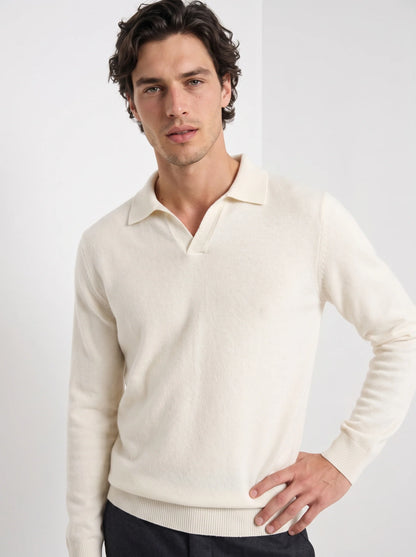 Aurelio | Men's Polo Sweater Long-Sleeve Knit Collared Soft Refined Smart Casual Everyday Layering Autumn Winter Knitwear