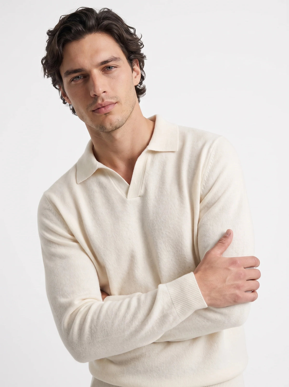Aurelio | Men's Polo Sweater Long-Sleeve Knit Collared Soft Refined Smart Casual Everyday Layering Autumn Winter Knitwear