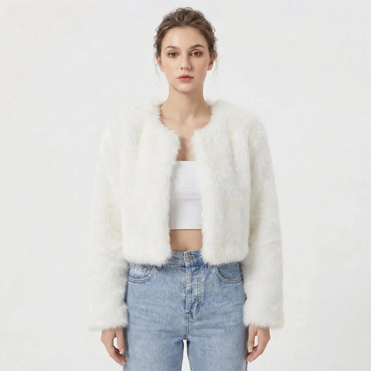 Lucille | Women's Jacket Luxe Faux Fur Soft Plush Warm Collared Statement Cosy Chic Feminine Occasion Everyday Autumn Winter