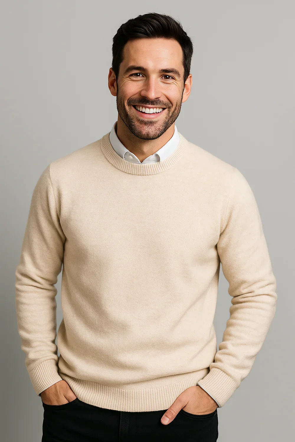 Leander | Men's Crew Neck Sweater Classic Soft Breathable Knit Warm Timeless Smart Casual Everyday Layering Autumn Winter Knitwear