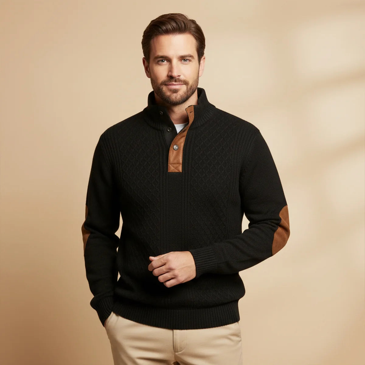 Wilder | Men's Sweater Cable-Knit Vintage Heritage Ribbed Textured Warm Soft Cosy Smart Casual Everyday Layering Autumn Winter