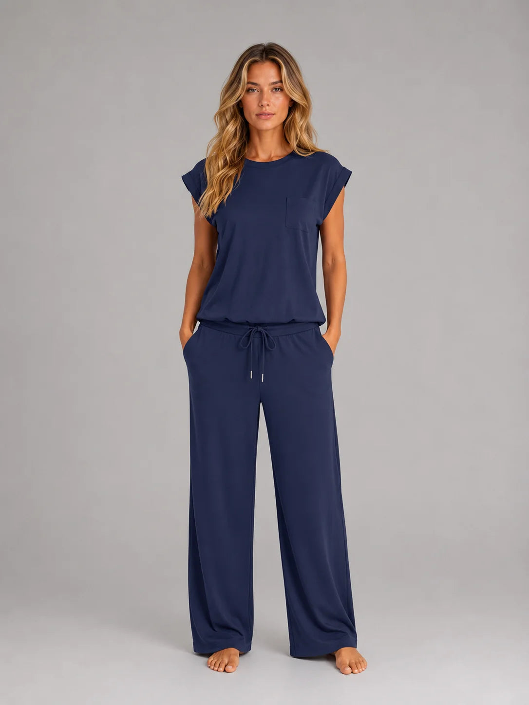 Rosa | Women's Lounge Set Relaxed T-Shirt Wide-Leg Trousers Two-Piece Soft Cosy Coordinated Comfort Loungewear Casual Everyday