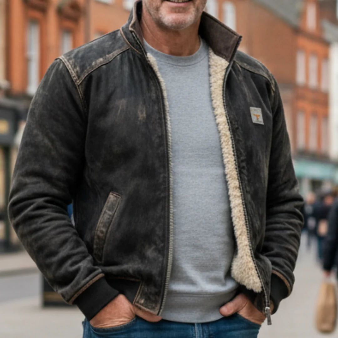 Boston | Men's Leather Jacket Vintage Fluffy Lined Warm Soft Refined Structured Smart Casual Everyday Layering Autumn Winter