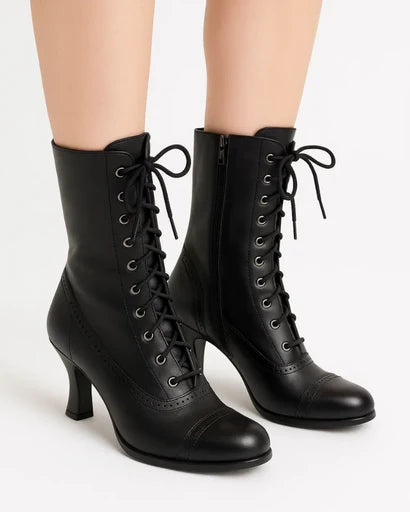 Noelle | Women's Ankle Boots Retro Lace-Up Vintage Structured Heel Refined Classic Chic Casual Everyday Autumn Winter Footwear