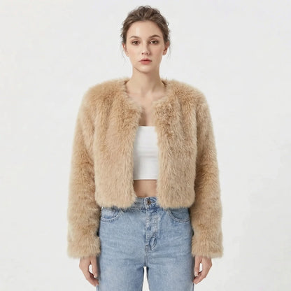 Lucille | Women's Jacket Luxe Faux Fur Soft Plush Warm Collared Statement Cosy Chic Feminine Occasion Everyday Autumn Winter