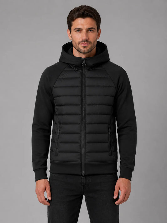 Brett | Men's Jacket Hooded Quilted Lightweight Zip-Through Padded Insulated Warm Casual Everyday Layering Autumn Winter Outerwear