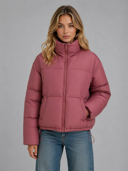 Paola | Women's Puffer Jacket Cropped High Neck Quilted Padded Insulated Warm Zip Casual Everyday Winter Outerwear Cosy Statement