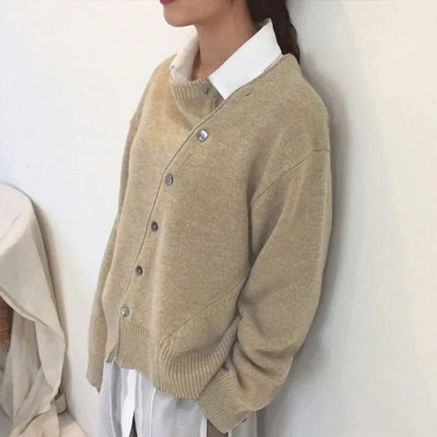 Winter | Women's Jumper Cosy Playful Button Detail Soft Knit Relaxed Warm Layering Chic Feminine Casual Everyday Autumn Winter