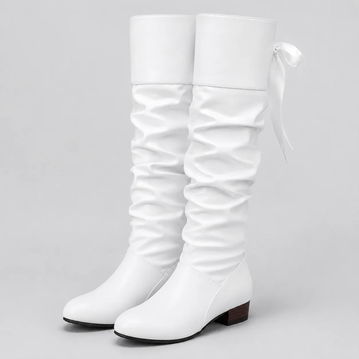 Virginia | Women's Knee-High Boots Block Heel Bow Detail Structured Elegant Chic Casual Occasion Everyday Autumn Winter Footwear